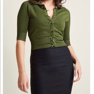 ModCloth 3/4 Sleeves Crop Sweater Forest Green